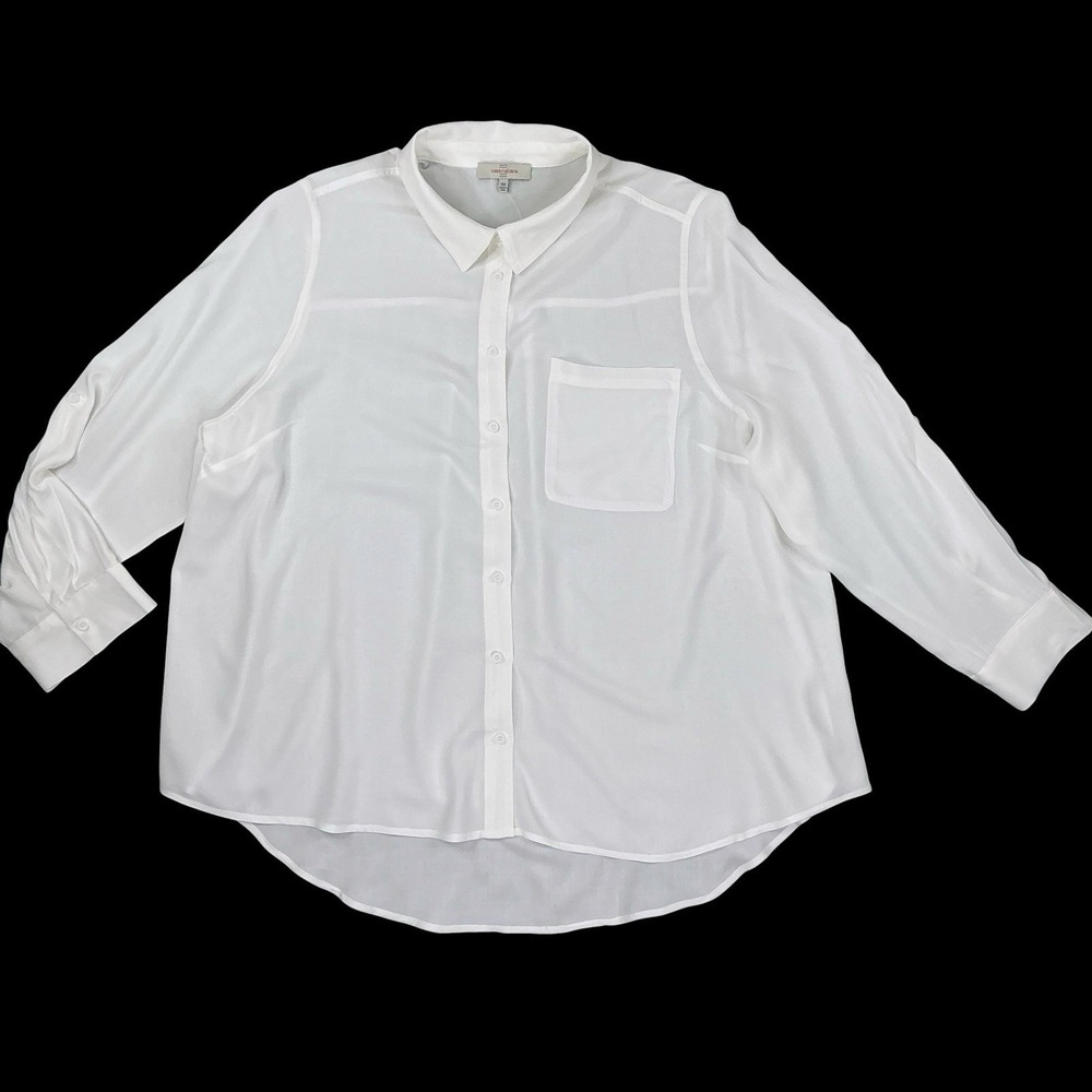 Casa Cabana Shirt Women 3X White‎ Long Sleeve Button Down Collared NWOT